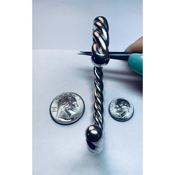 Estate 925 Sterling Silver Twisted Rope Cuff Bracelet Size 6.25” Heavy Solid - Picture 7 of 9